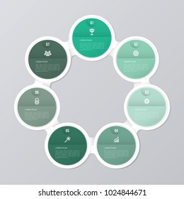 circle infographic template green with 7 steps