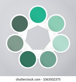 circle infographic template green with 7 steps