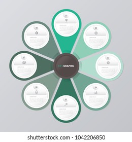 circle infographic template green with 8 steps