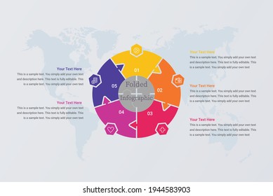 Circle infographic template with icons and 5 vector image