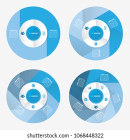 circle infographic template pie charts blue with 2, 3, 4, 5 steps