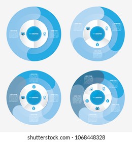 circle infographic template pie charts blue with 2, 3, 4, 5 steps