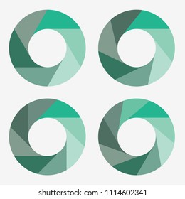 circle infographic template pie charts green with 6, 7, 8, 9 steps