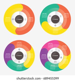 circle infographic template pie charts with 2, 3, 4, 5 steps