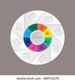 circle infographic template pie charts with 8 steps