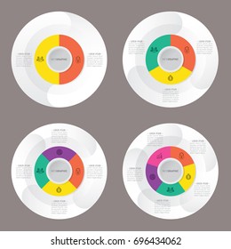 circle infographic template pie charts with 2, 3, 4, 5 steps