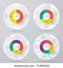 circle infographic template pie charts with 2, 3, 4, 5 steps