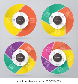 circle infographic template pie charts with 2, 3, 4, 5 steps