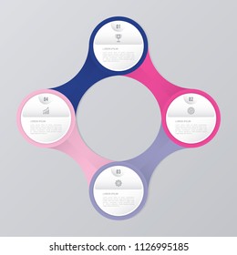 circle infographic template pink and blue with 4 steps