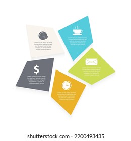 Circle infographic template for round diagram, graph, web design. Business concept with 5 steps, options or processes. Isolated on white background.