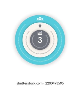 Circle infographic template for round diagram or web design. Business concept with 3 steps, options or processes. Isolated on white background.
