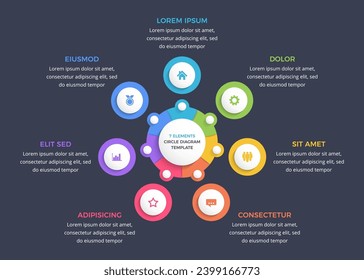 Circle infographic template with seven elements, business infographics, vector eps10 illustration