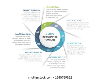 Circle Infographic Template With Seven Steps Or Options, Workflow, Process Chart, Vector Eps10 Illustration