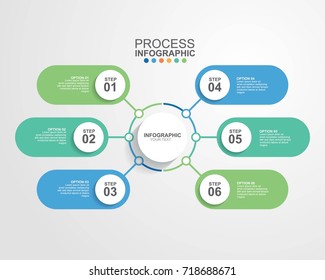 Circle infographic template six option for business presentation