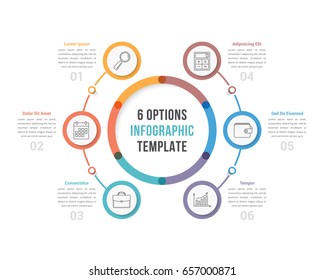 Circle Infographic Template With Six Options, Workflow Or Process Diagram, Vector Eps10 Illustration