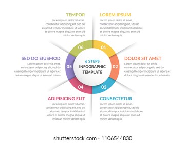 Circle infographic template with six steps or options, process chart, vector eps10 illustration