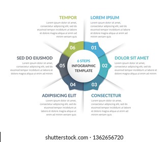 Circle infographic template with six steps or options, process chart, vector eps10 illustration