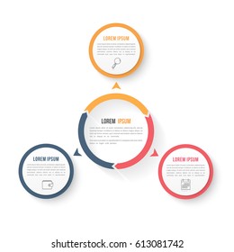 Circle Infographic Template With Three Elements, Steps Or Options, Workflow Or Process Diagram, Data Vizualization, Vector Eps10 Illustration