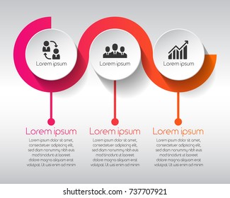 Circle infographic template with three option, processes or steps. Vector illustration