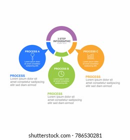 Circle infographic template three process or step for business