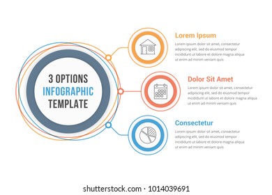 Circle infographic template with three steps or options, workflow or process diagram, vector eps10 illustration