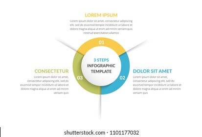 Circle infographic template with three steps or options, process chart, vector eps10 illustration