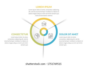 Circle Infographic Template With Three Steps Or Options, Process Chart, Vector Eps10 Illustration