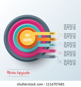 Circle infographic template. Vector banner with 5 options