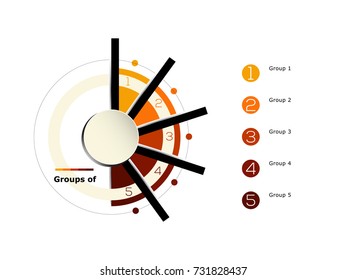 Circle Infographic template. Vector layout with 5 options. Can be used for diagram, pie chart, graph, annual report, presentation 