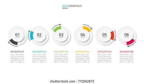 Circle infographic template.Business concept with 6 steps or options, arrows, workflow or process diagram.Vector eps10 illustration