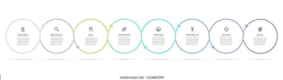 Circle Infographic thin line design with icons and 8 options or steps. Infographics for business concept. Can be used for presentations banner, workflow layout, process diagram, flow chart, info graph