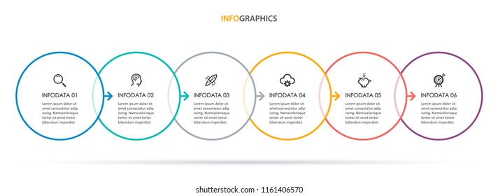 Circle Infographic Thin Line Design With Icons And 6 Options Or Steps. Infographics For Business Concept. Can Be Used For Presentations Banner, Workflow Layout, Process Diagram, Flow Chart, Info Graph