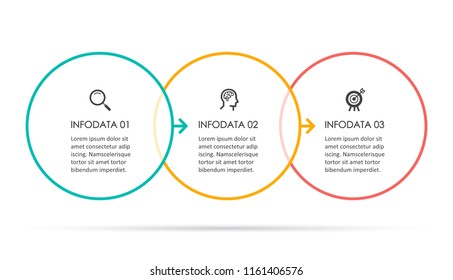 Circle Infographic thin line design with icons and 3 options or steps. Infographics for business concept. Can be used for presentations banner, workflow layout, process diagram, flow chart, info graph