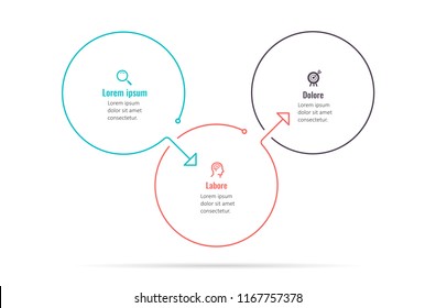 Circle Infographic thin line design with icons and 3 options or steps. Infographics for business concept. Can be used for presentations banner, workflow layout, process diagram, flow chart, info graph