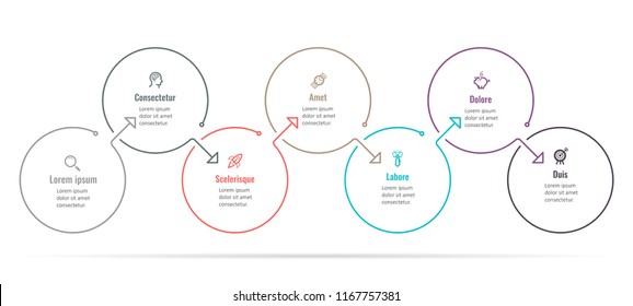 Circle Infographic Thin Line Design With Icons And 7 Options Or Steps. Infographics For Business Concept. Can Be Used For Presentations Banner, Workflow Layout, Process Diagram, Flow Chart, Info Graph