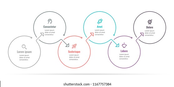 Circle Infographic Thin Line Design With Icons And 6 Options Or Steps. Infographics For Business Concept. Can Be Used For Presentations Banner, Workflow Layout, Process Diagram, Flow Chart, Info Graph