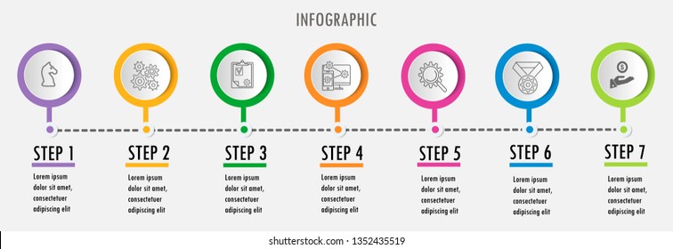 Circle Infographic thin line design with icons and 7 options or steps. Infographics for business concept. Can be used for presentations banner, workflow layout, process diagram, flow chart, info graph