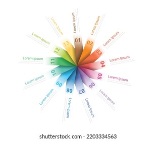 Diseño de línea delgada Circle Infographic y 13 opciones o pasos. Infografía para el concepto de negocio. Se puede utilizar para banner de presentaciones, diseño de flujo de trabajo, diagrama de procesos, diagrama de flujo.