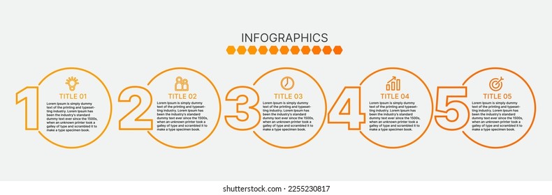 Circle Infographic thin line design with icons and 5 options or steps. Infographics for business concept. Can be used for presentations banner, workflow layout, process diagram, flow chart, info graph