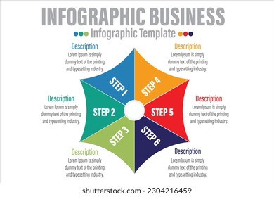 Diseño de línea delgada Circle Infographic y 6 opciones o pasos. Infografía para el concepto de negocio. Se puede utilizar para banner de presentaciones, diseño de flujo de trabajo, diagrama de procesos, diagrama de flujo.	
