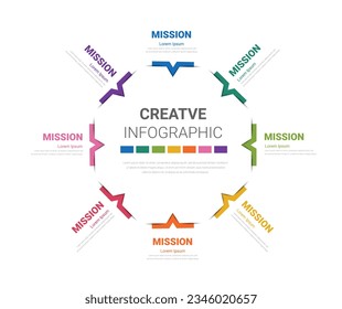 Diseño de línea delgada Circle Infographic y 8 opciones o pasos. Infografía para el concepto de negocio. Se puede utilizar para banner de presentaciones, diseño de flujo de trabajo, diagrama de procesos, diagrama de flujo.
