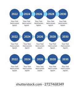 Circle Infographic Timeline with 5 Steps and Editable Text on a 16:9 Layout for Business Presentations, Management, and Evaluation.