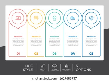 Circle infographic vector design with 5 options & colorful style for presentation purpose.Line option infographic can be used for business and marketing