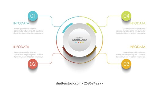 Circle infographic vector illustration with 4 steps, infographic template design. Can be used for process diagrams, presentations, workflows.