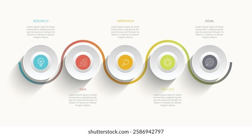 Circle infographic vector illustration with 5 steps, infographic template design. Can be used for process diagrams, presentations, workflows.