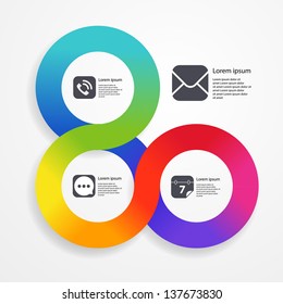 Circle infographic web template of colorful stripe