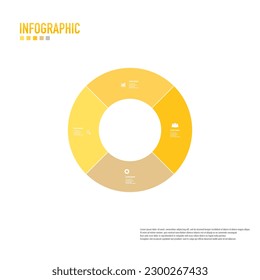 Infografía de círculo, formulario de flujo de trabajo, 4 pasos, fondo blanco