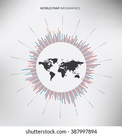 Circle Infographic and World Map. Flat Vector design template.
