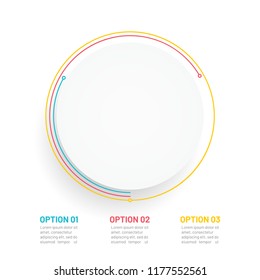 Circle infographics design with process lines. Business concept with 3 step, option or process. Can be used for annual report, workflow layout, presentation or web design. Vector illustration.