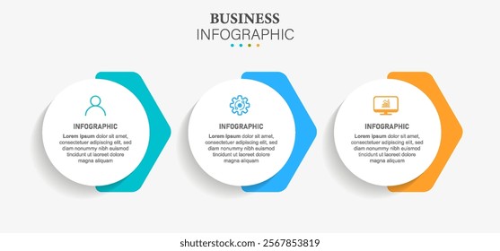 Circle Infographics design template. Business icons with 3 options.